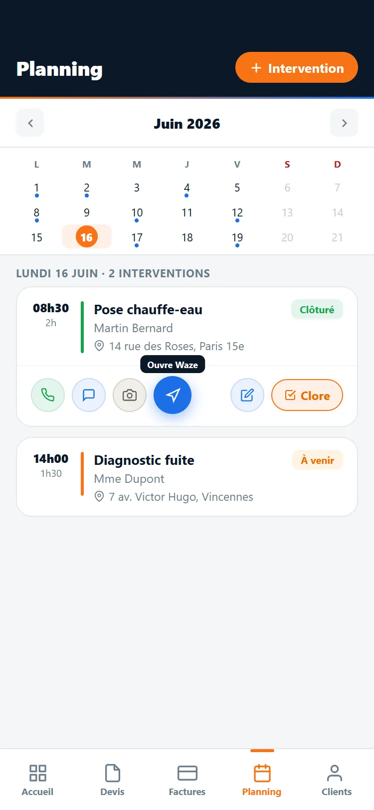 Bouton navigation Waze